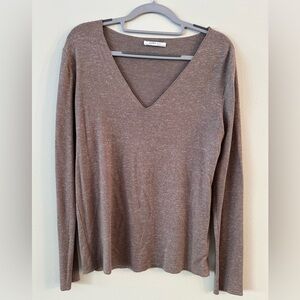 Zara | Women’s V-Neck Sweater Top | Taupe | S